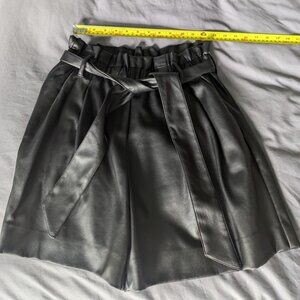 Zara Basic collection paperbag faux leather shorts